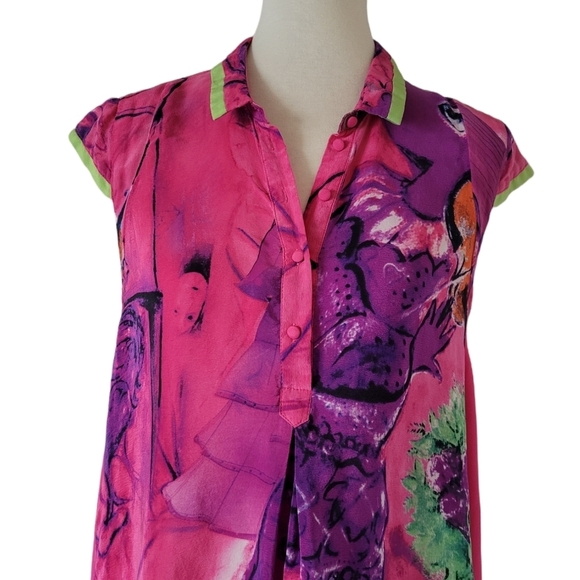 Blacky Dress Berlin Magenta Abstract Silk Shirt Dress - Picture 3 of 8